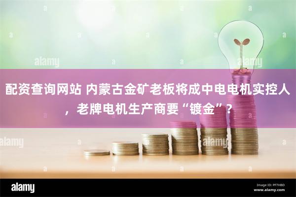 配资查询网站 内蒙古金矿老板将成中电电机实控人，老牌电机生产商要“镀金”？